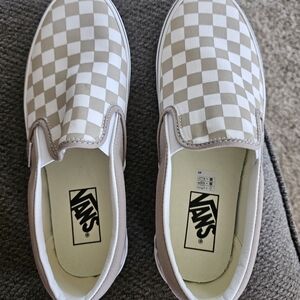 Vans Classic Checkerboard Slip-On Shoes, Mushroom Brown 🔥